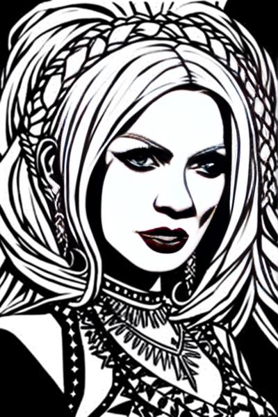 01924-3400584624-monochrome  drawing   Leila Lowfire  Avril Lavigne hybrid as a tribal queen by WoD1.png